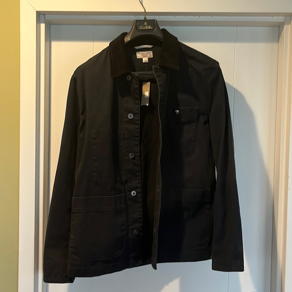 J Crew - Wallace & Barnes - Chore Jacket - corduroy collar - medium - navy blue